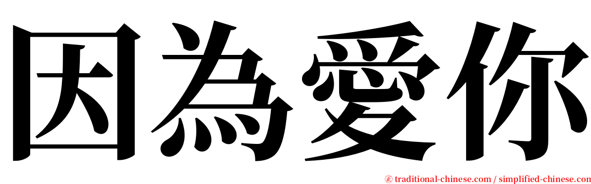 因為愛你 serif font