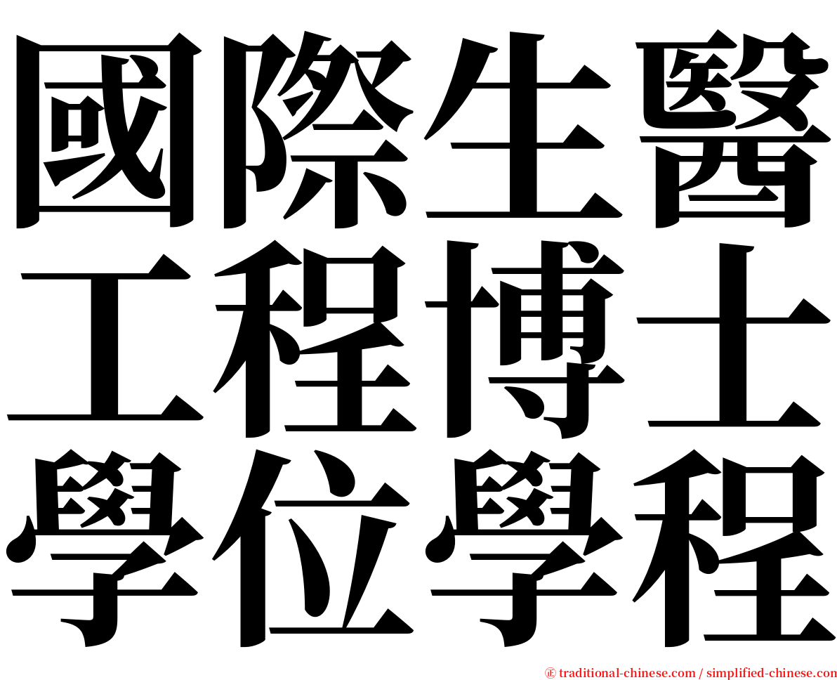 國際生醫工程博士學位學程 serif font