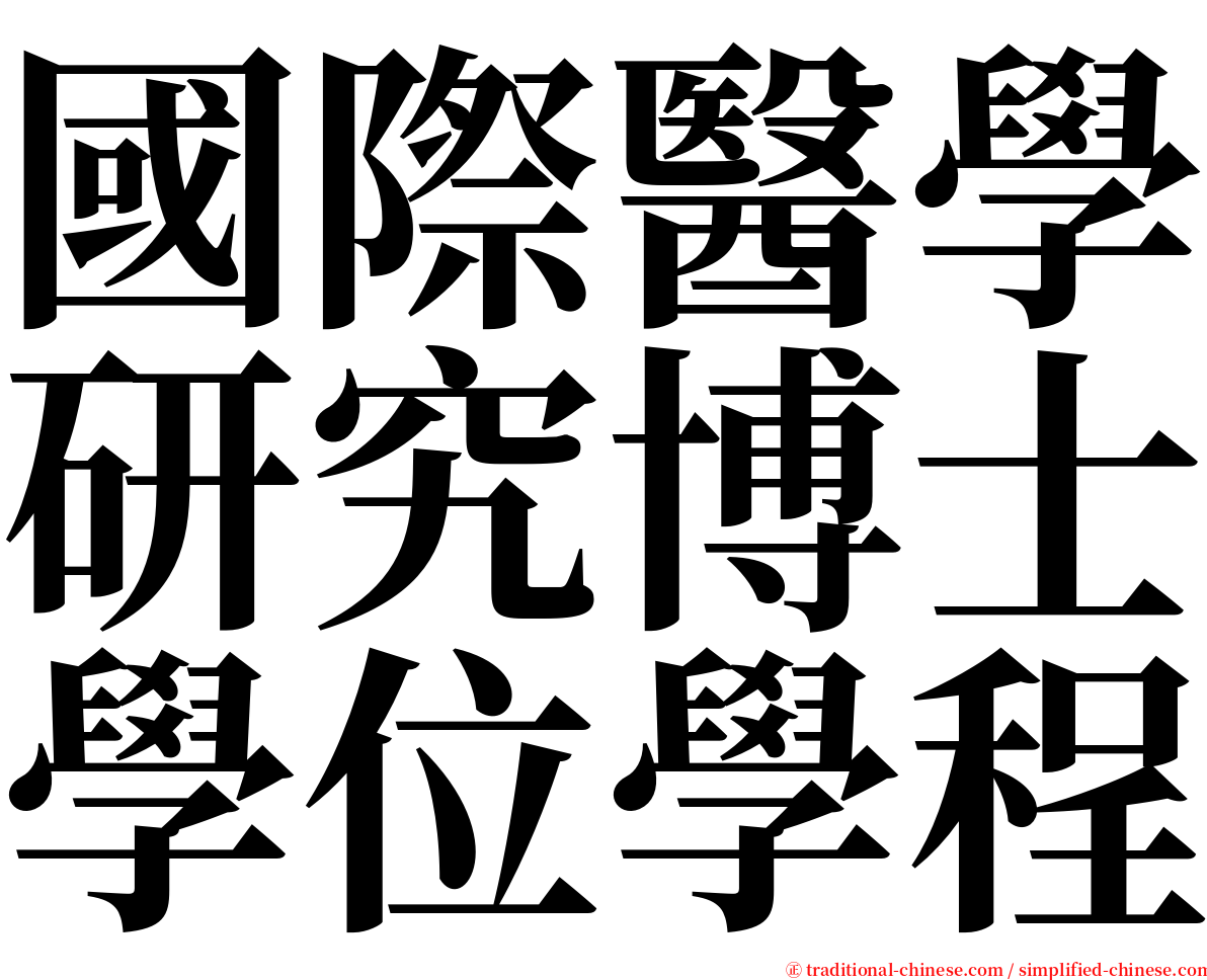 國際醫學研究博士學位學程 serif font