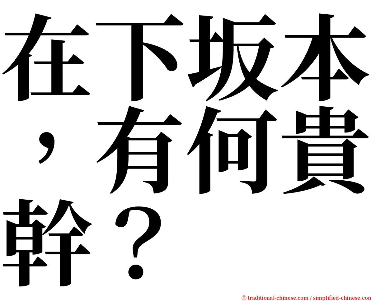 在下坂本，有何貴幹？ serif font