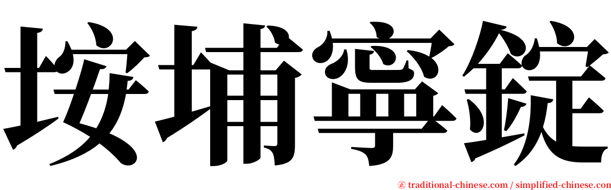 垵埔寧錠 serif font