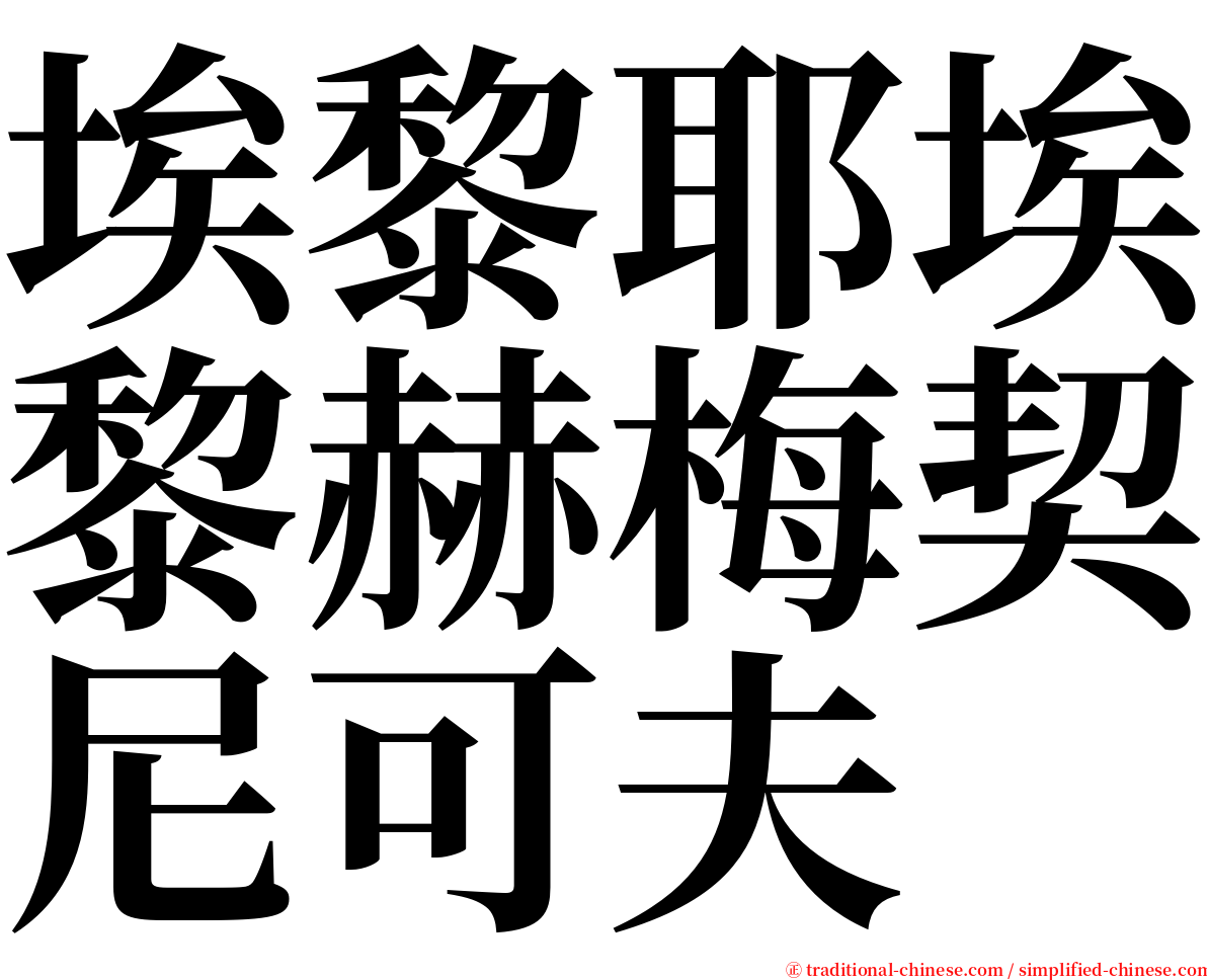 埃黎耶埃黎赫梅契尼可夫 serif font