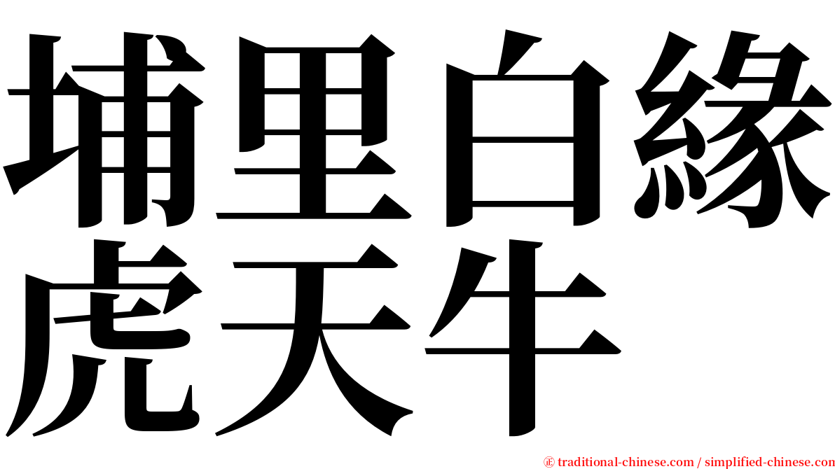 埔里白緣虎天牛 serif font