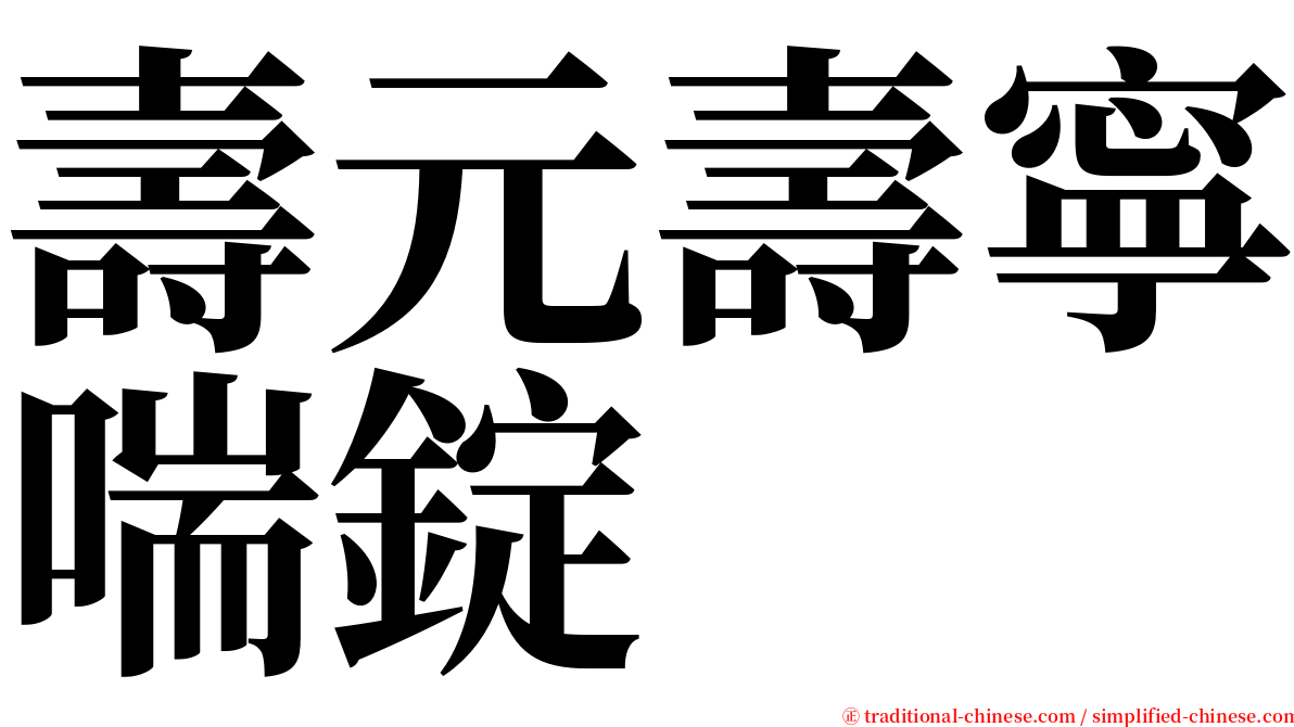 壽元壽寧喘錠 serif font