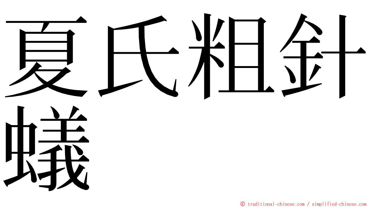 夏氏粗針蟻 ming font