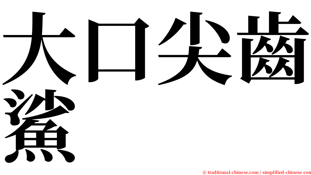 大口尖齒鯊 serif font