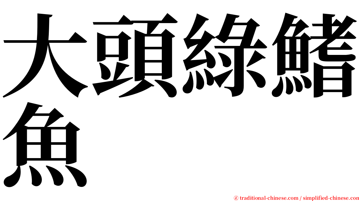 大頭綠鰭魚 serif font