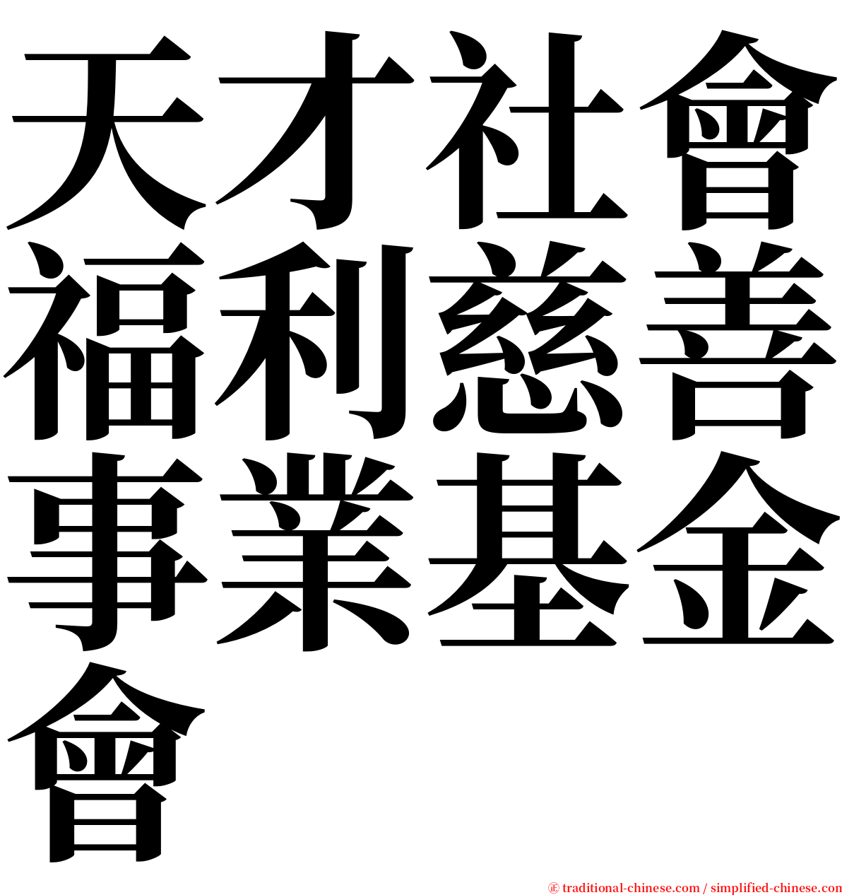 天才社會福利慈善事業基金會 serif font