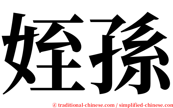 姪孫 serif font