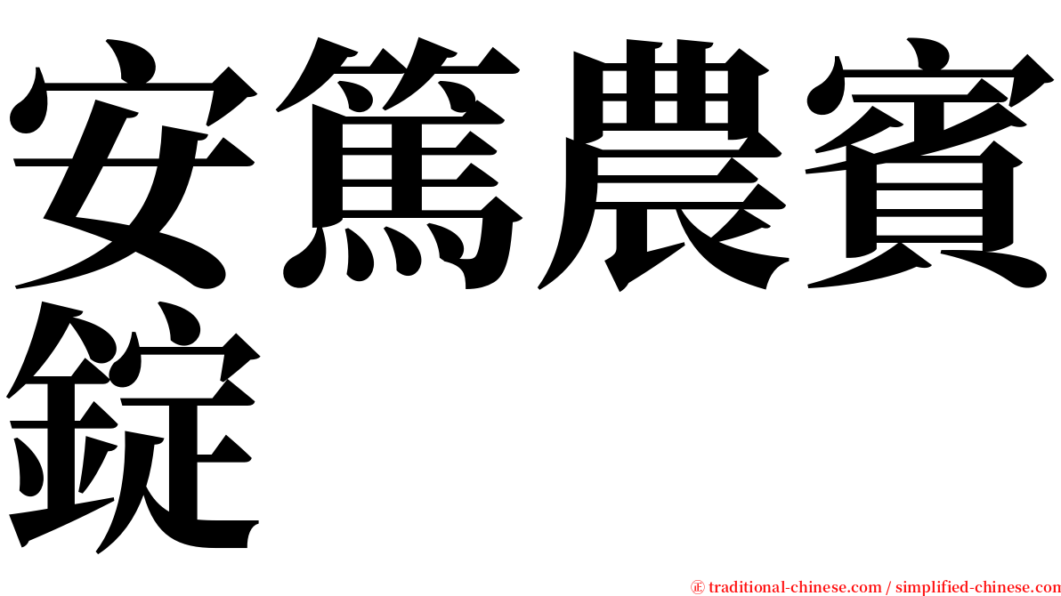 安篤農賓錠 serif font