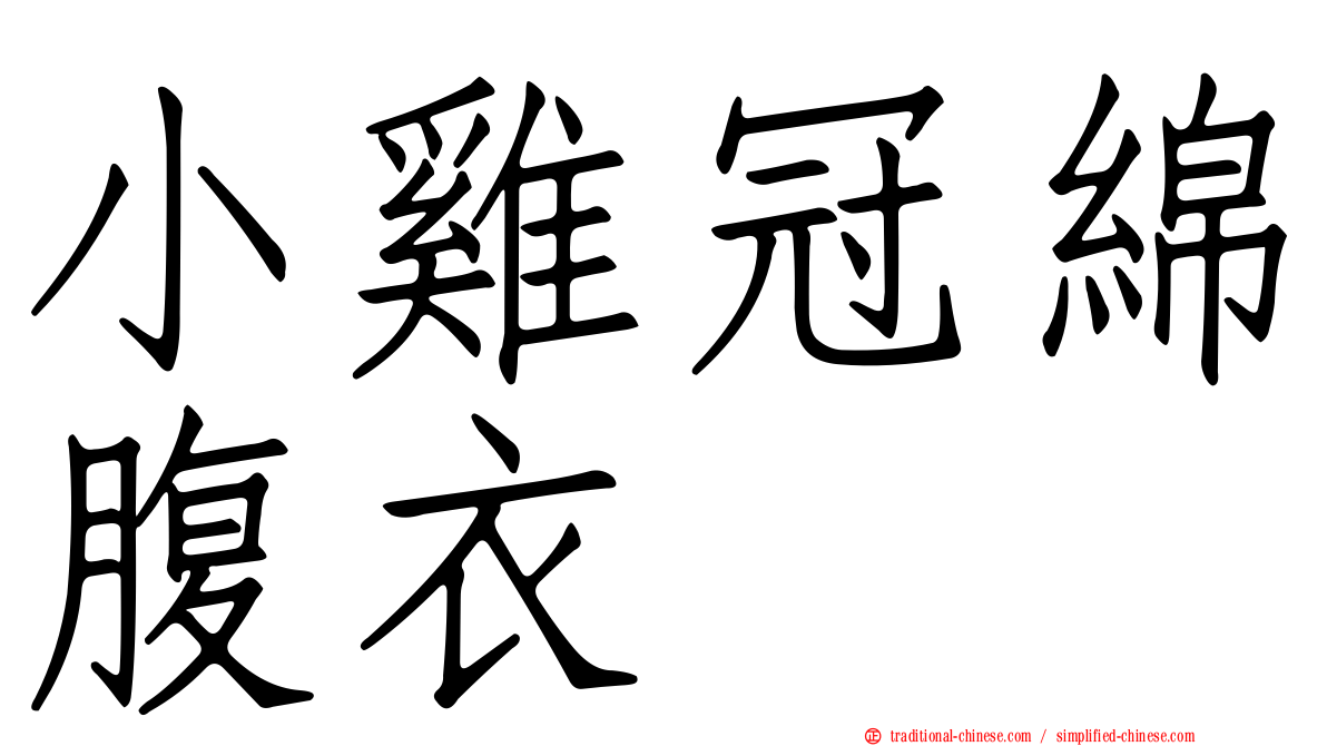 小雞冠綿腹衣