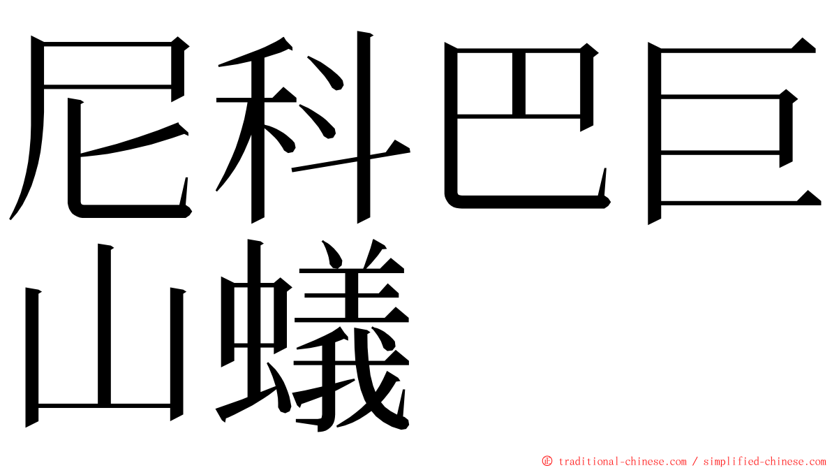 尼科巴巨山蟻 ming font