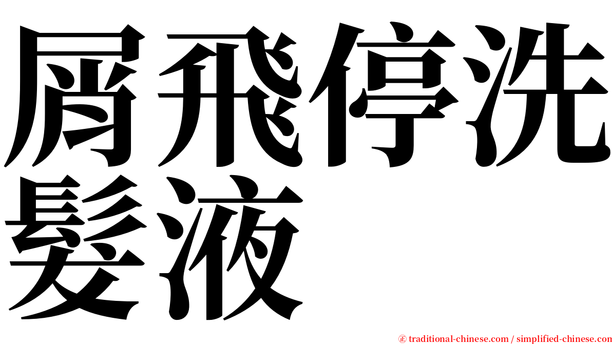 屑飛停洗髮液 serif font