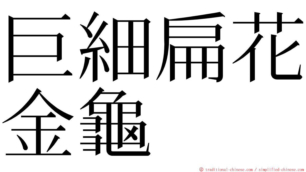 巨細扁花金龜 ming font