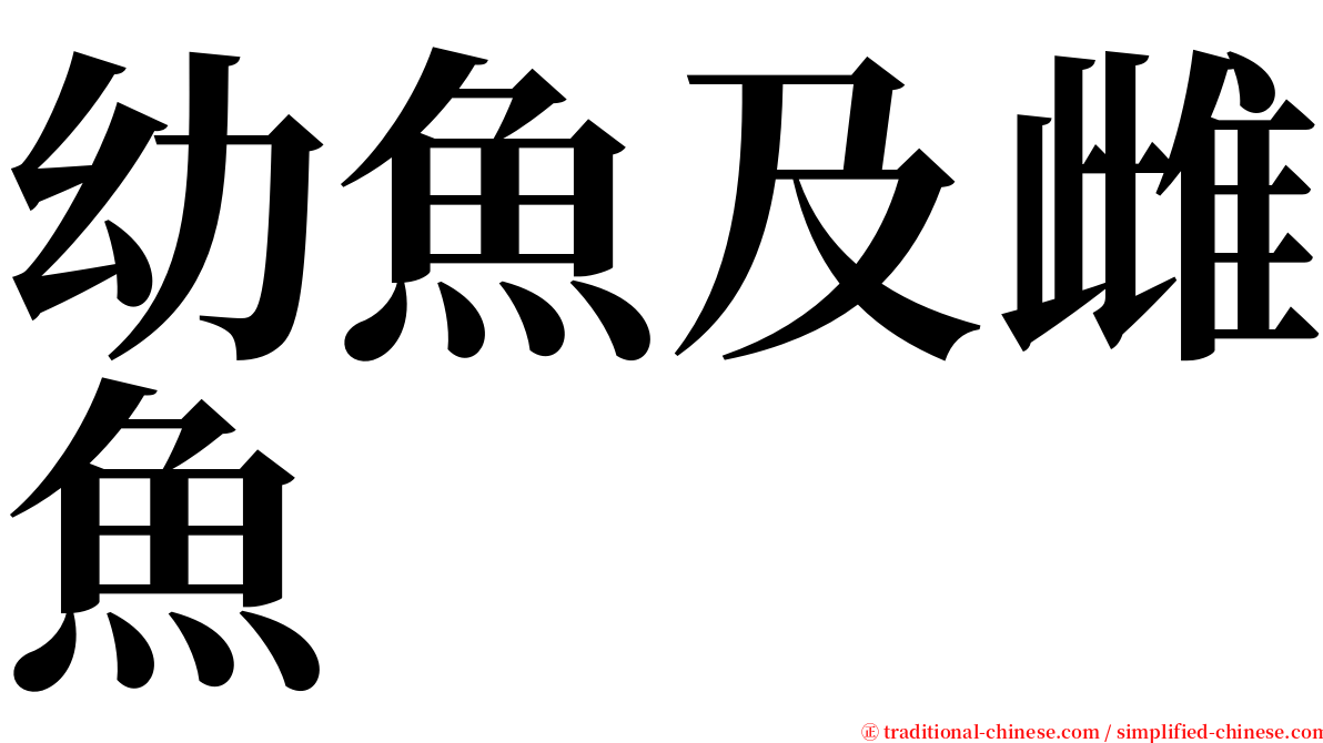 幼魚及雌魚 serif font