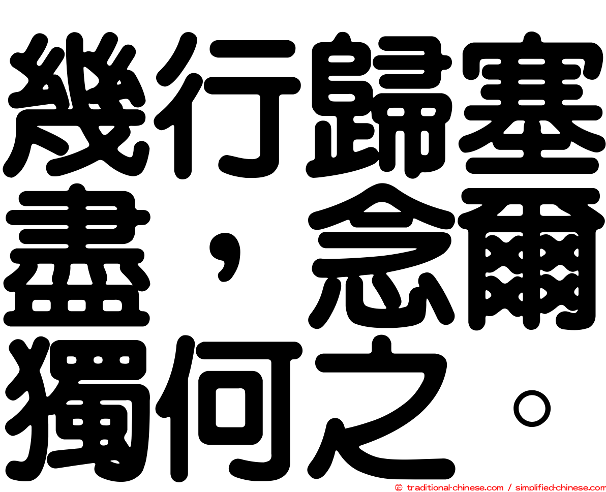 幾行歸塞盡，念爾獨何之。