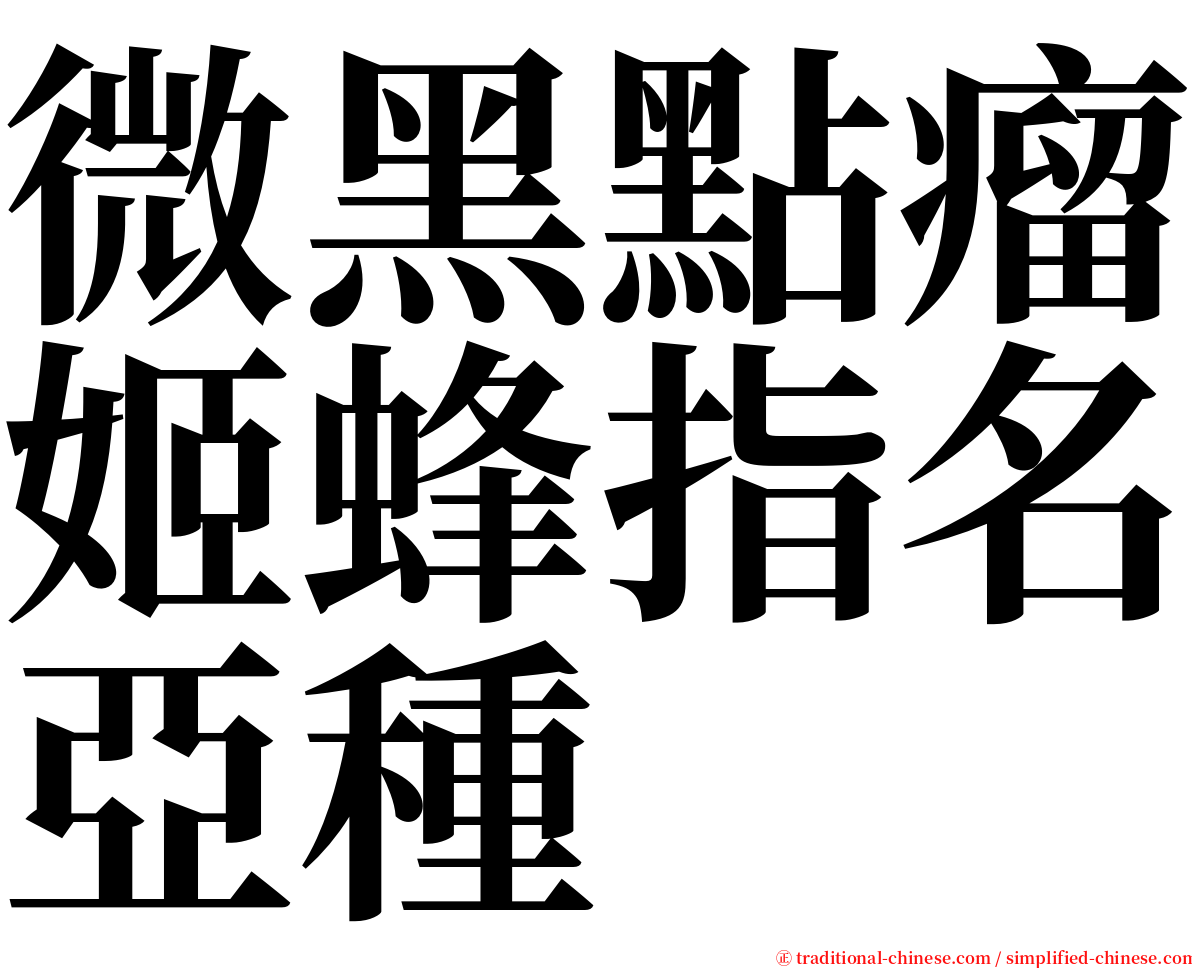 微黑點瘤姬蜂指名亞種 serif font