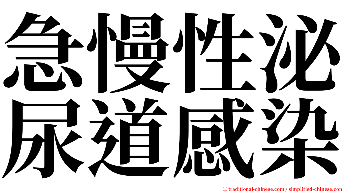 急慢性泌尿道感染 serif font