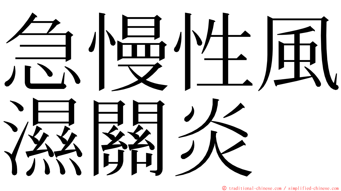 急慢性風濕關炎 ming font