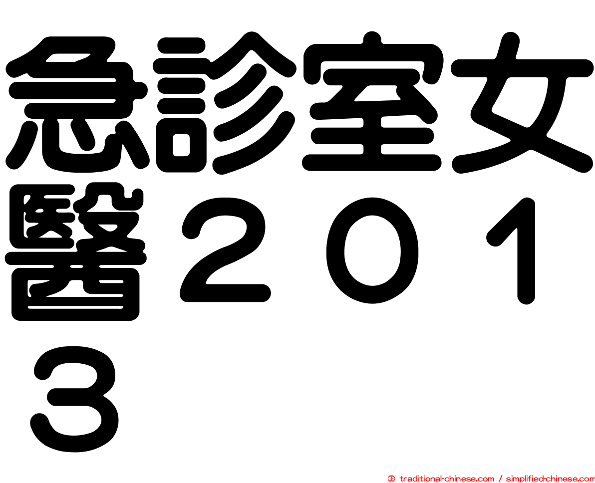急診室女醫２０１３