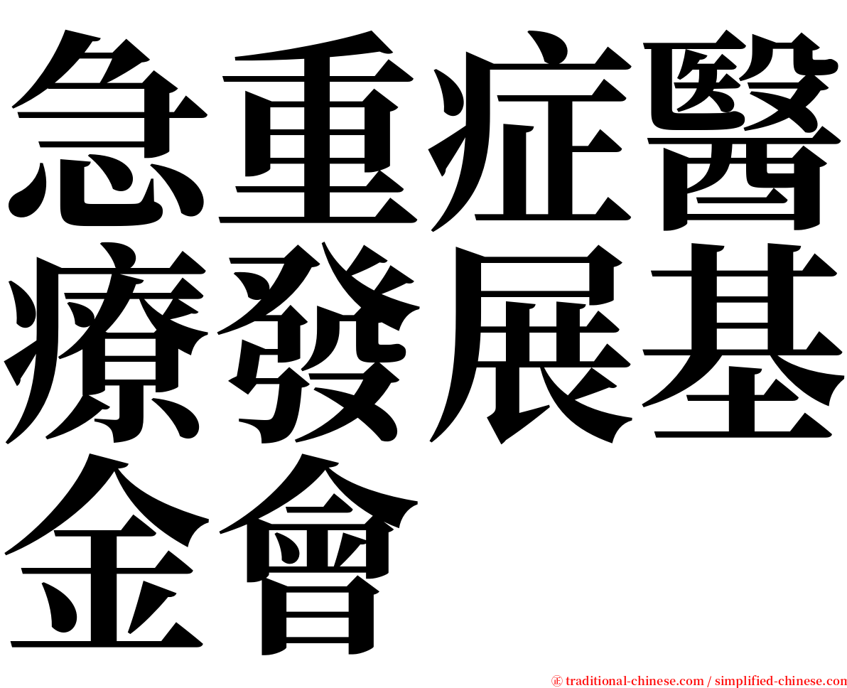 急重症醫療發展基金會 serif font