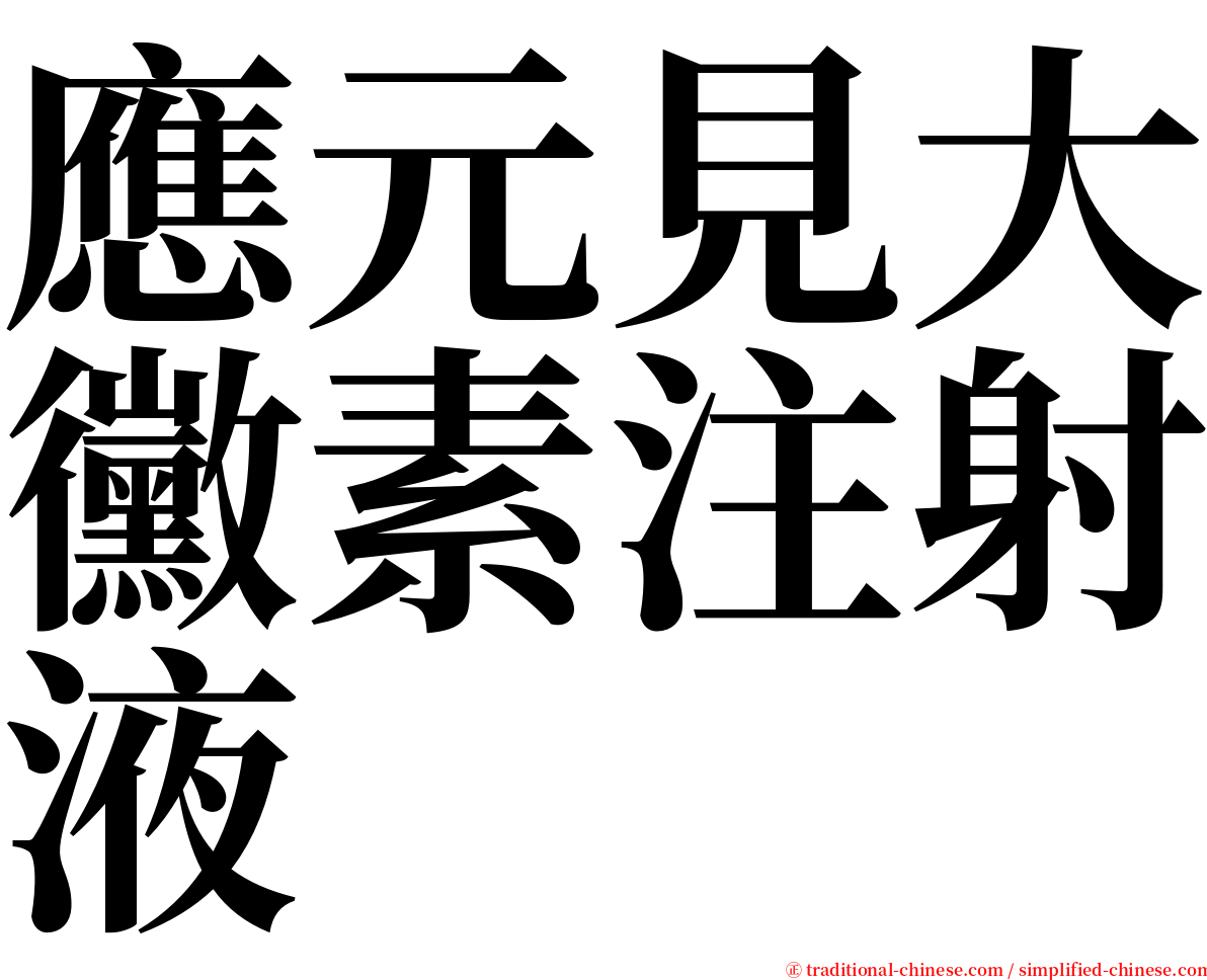 應元見大黴素注射液 serif font