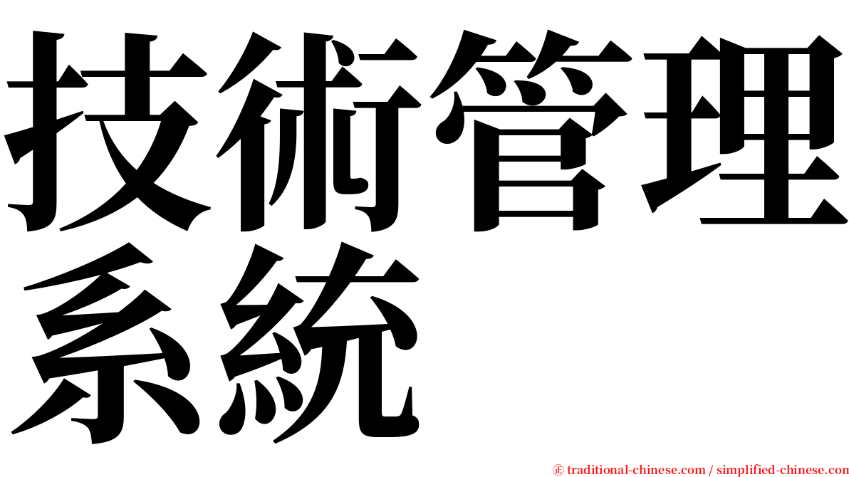 技術管理系統 serif font
