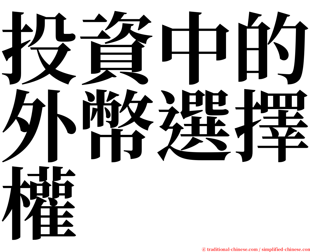 投資中的外幣選擇權 serif font