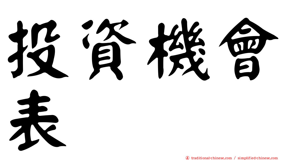 投資機會表