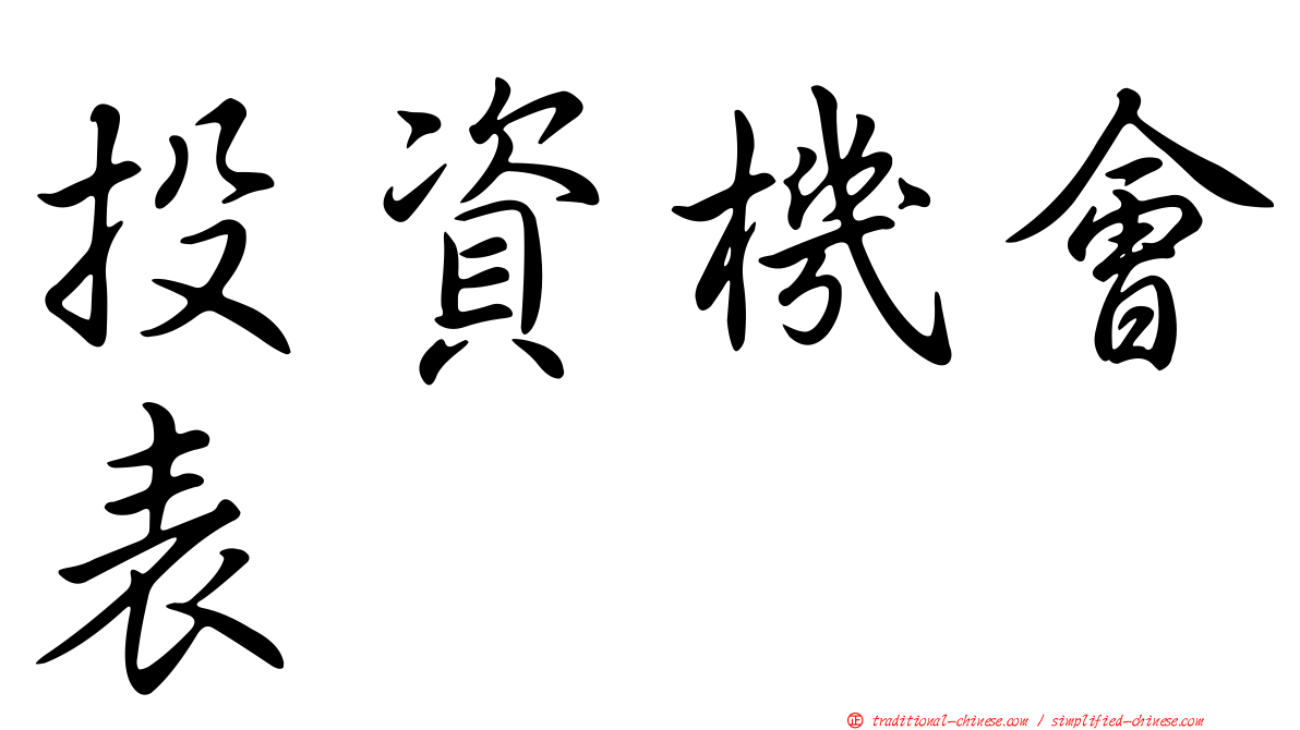 投資機會表