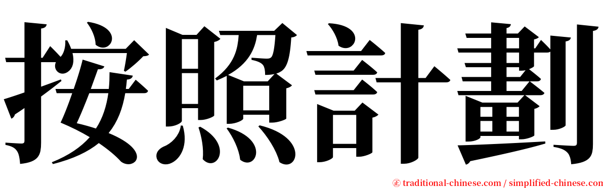 按照計劃 serif font