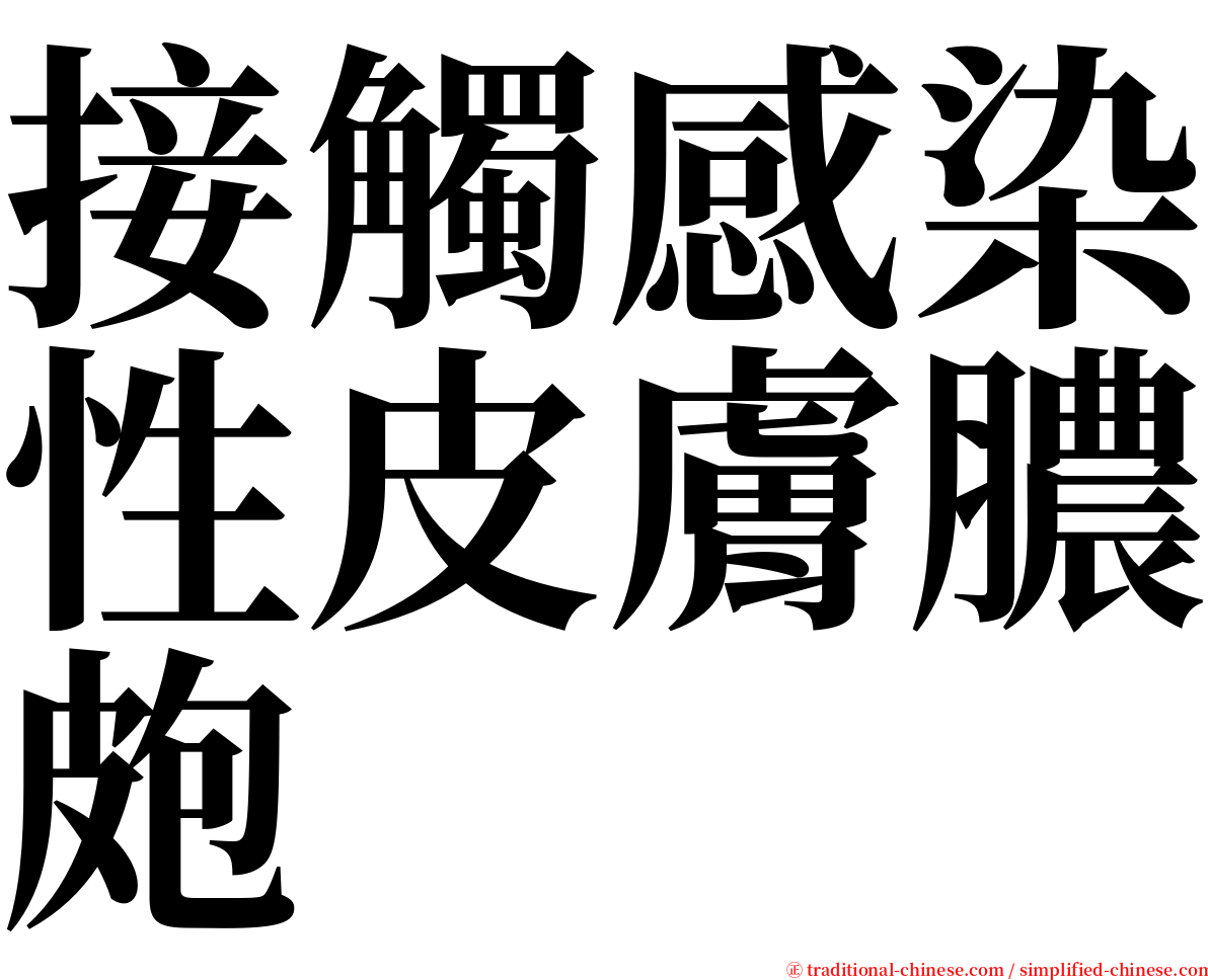 接觸感染性皮膚膿皰 serif font