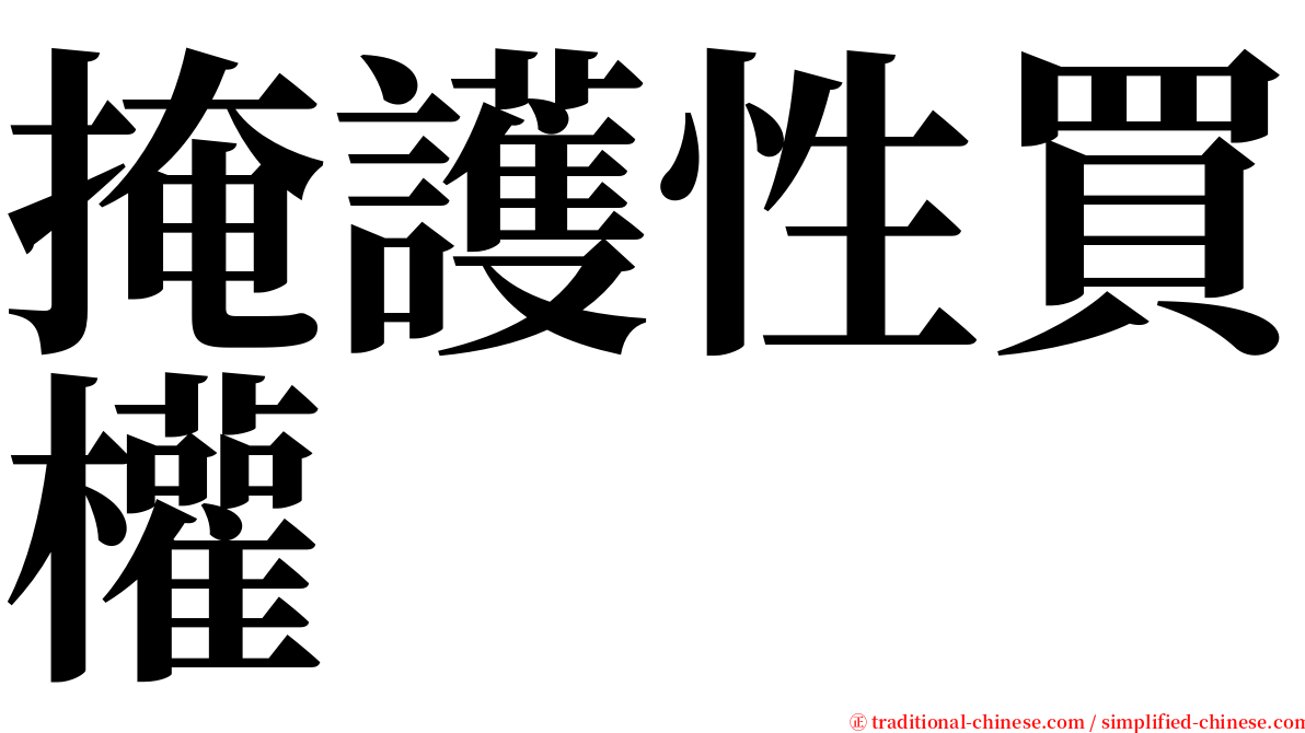 掩護性買權 serif font