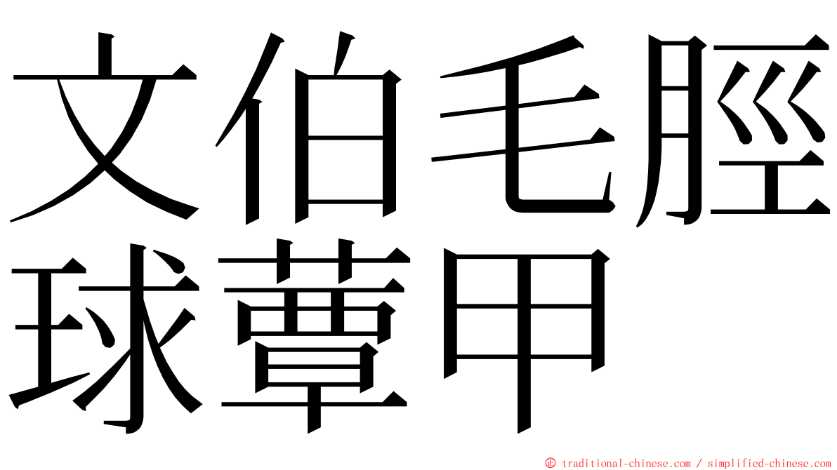 文伯毛脛球蕈甲 ming font