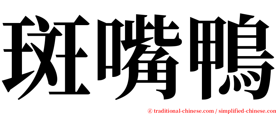 斑嘴鴨 serif font