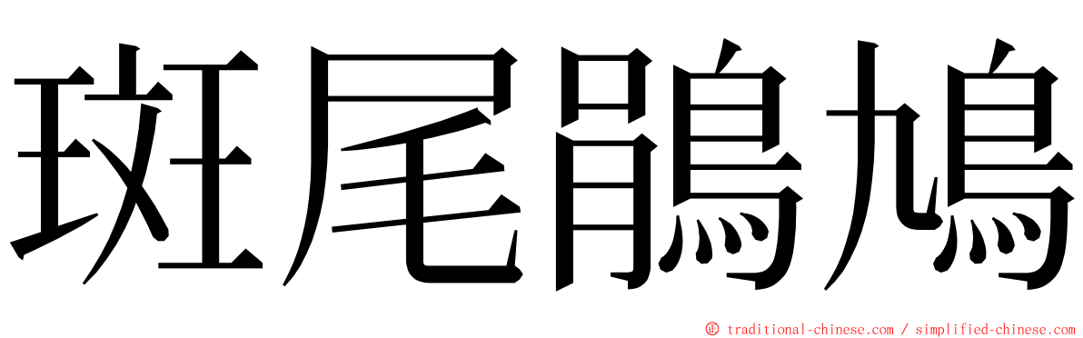 斑尾鵑鳩 ming font