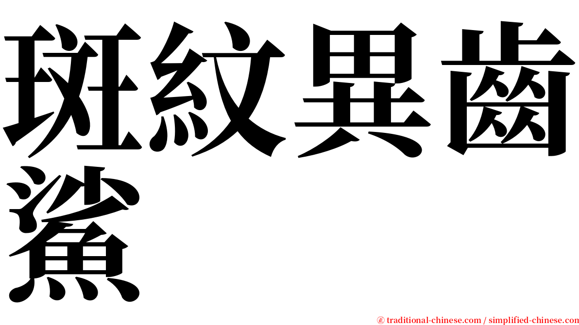 斑紋異齒鯊 serif font
