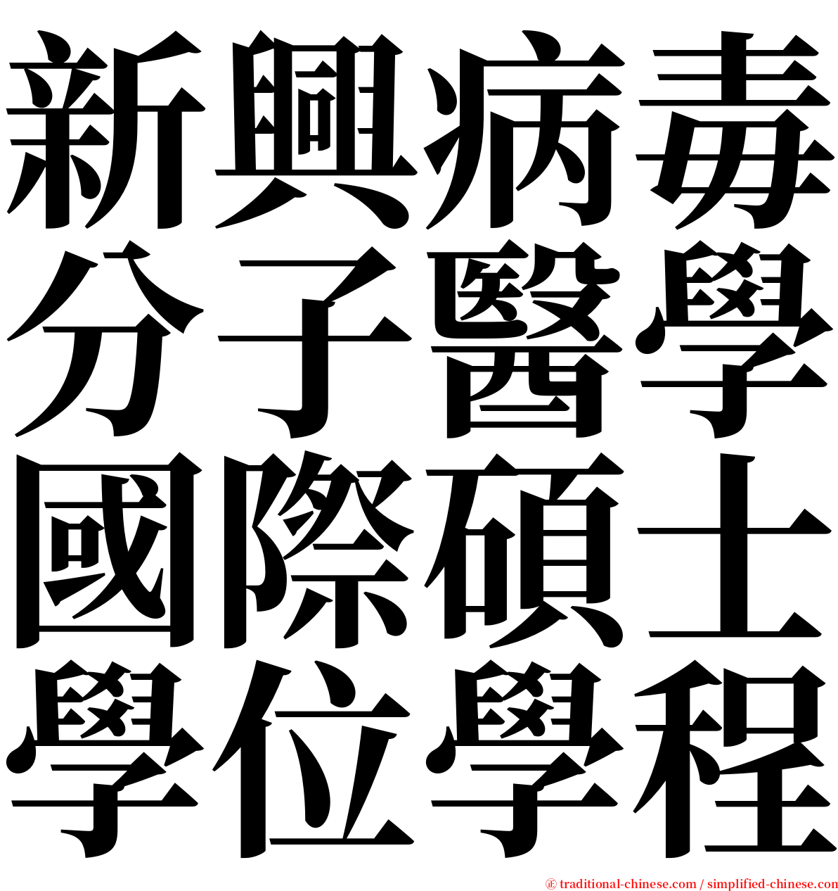 新興病毒分子醫學國際碩士學位學程 serif font