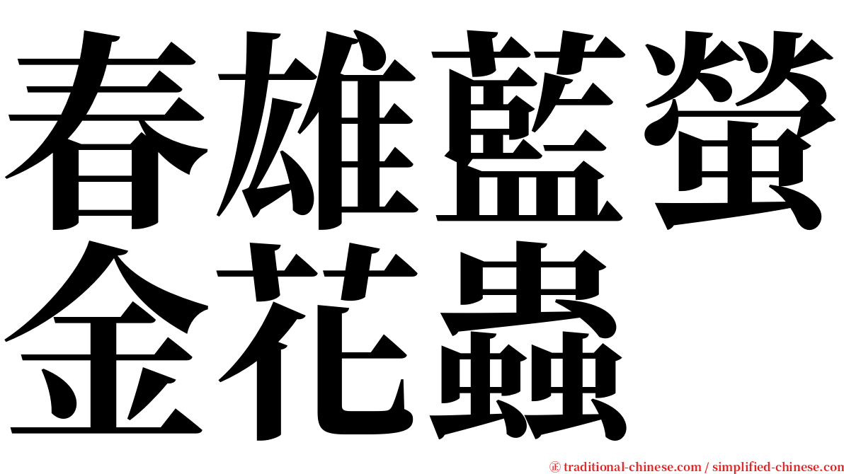 春雄藍螢金花蟲 serif font