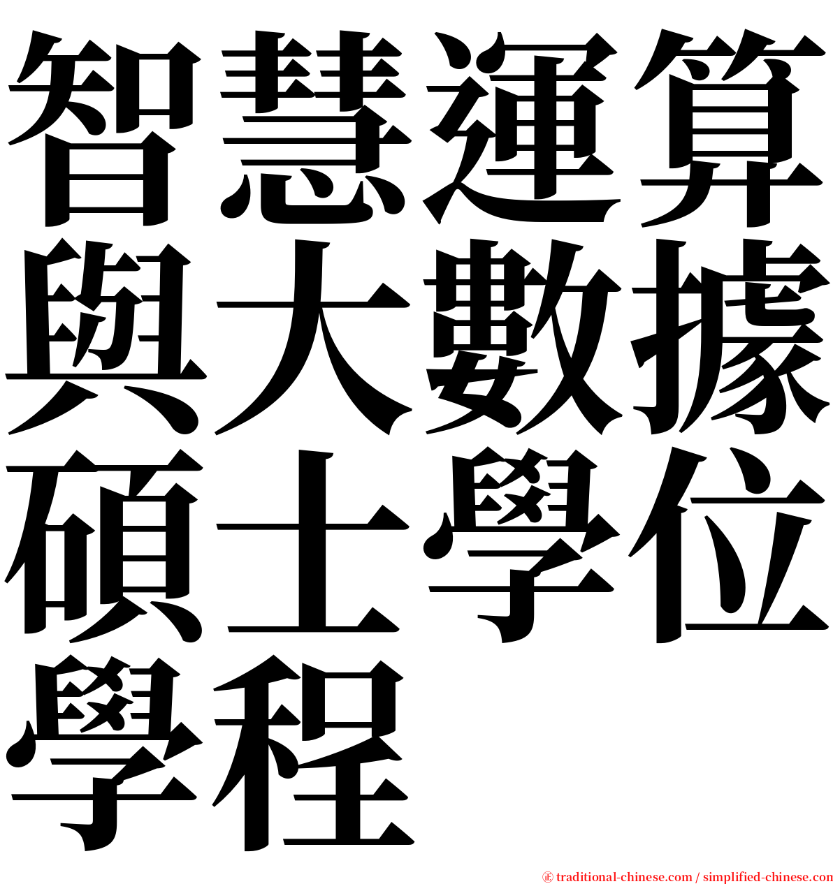 智慧運算與大數據碩士學位學程 serif font