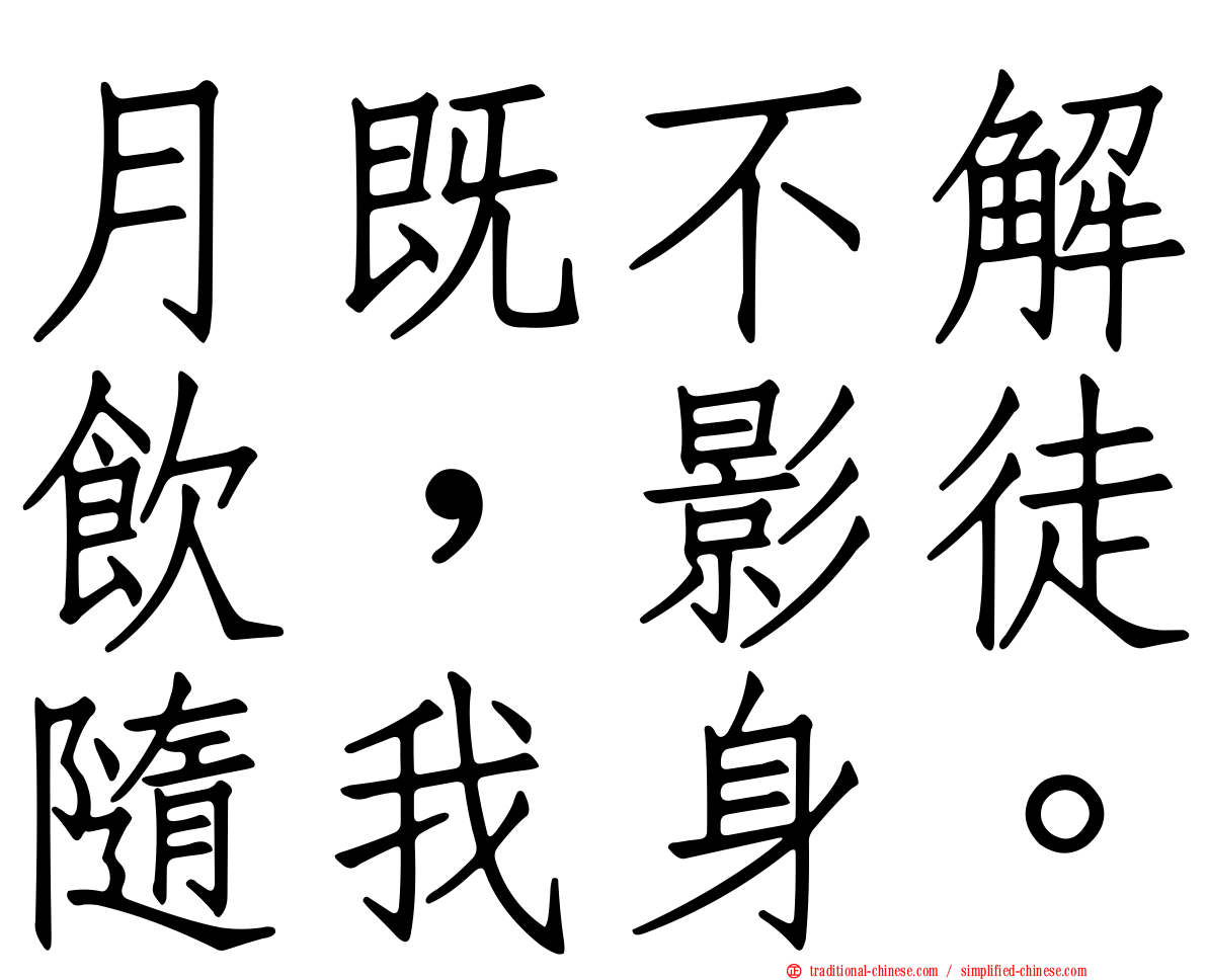 月既不解飲，影徒隨我身。