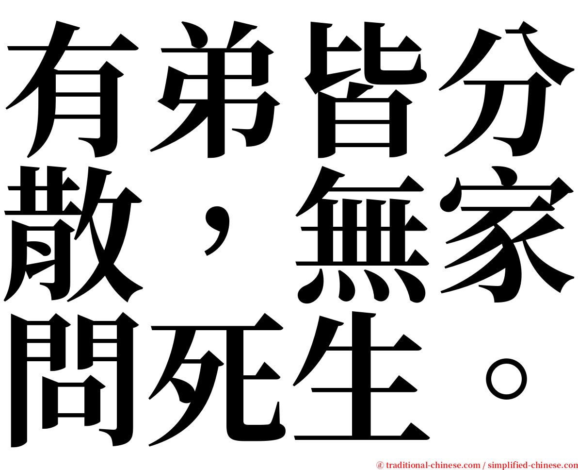有弟皆分散，無家問死生。 serif font