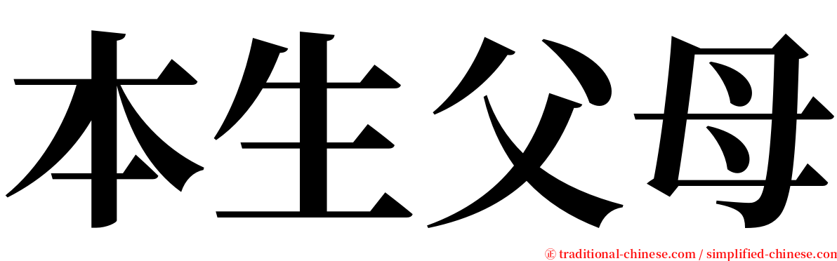本生父母 serif font