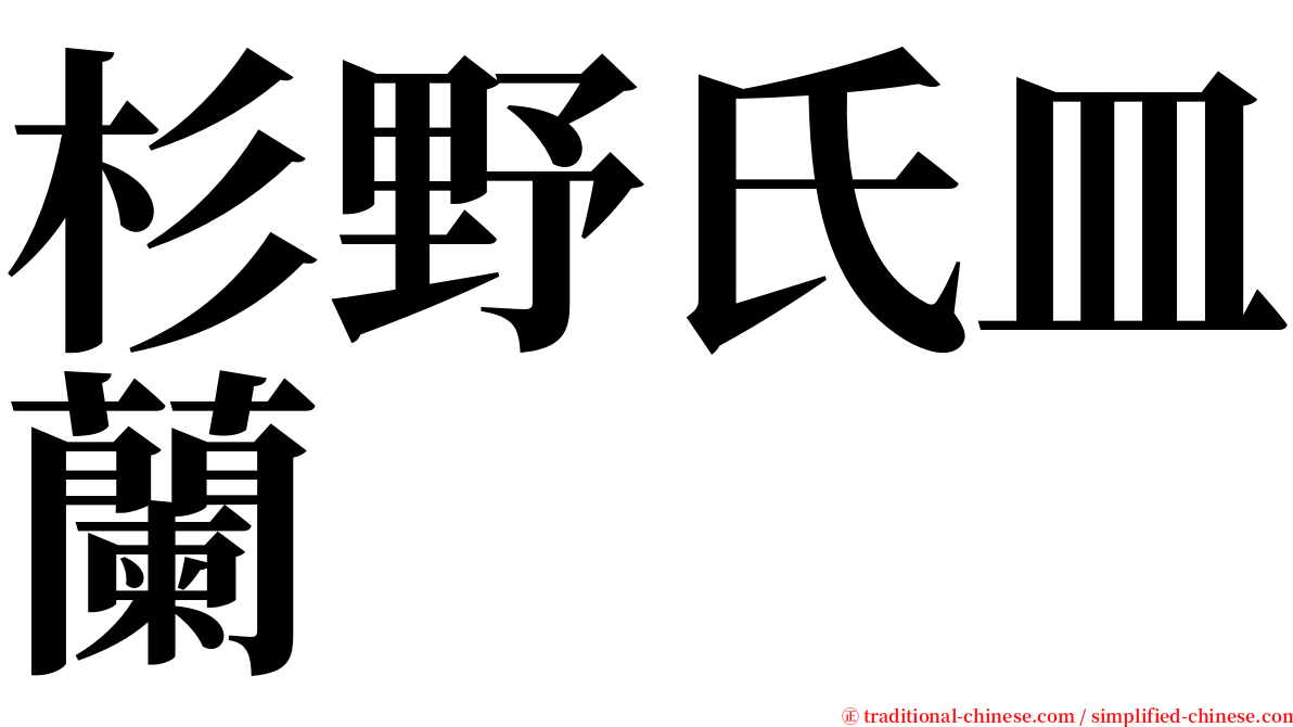 杉野氏皿蘭 serif font