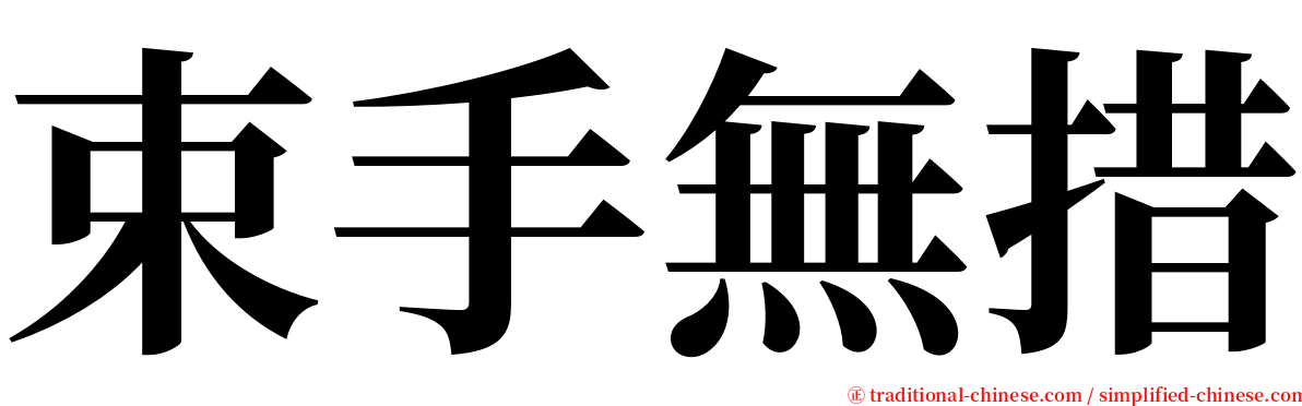 束手無措 serif font