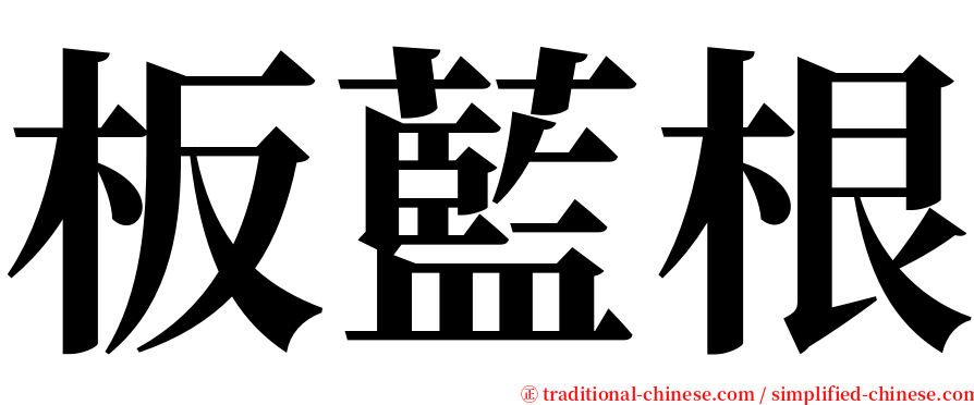 板藍根 serif font