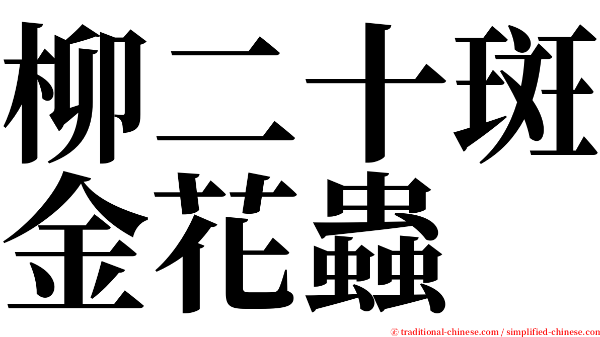 柳二十斑金花蟲 serif font