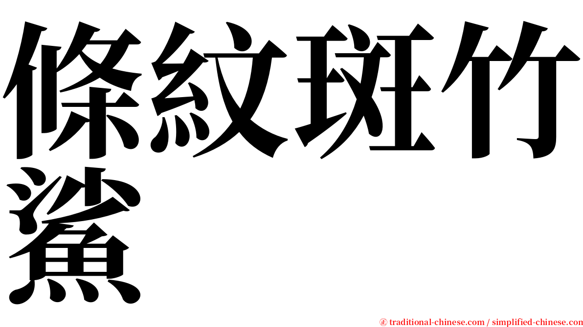 條紋斑竹鯊 serif font