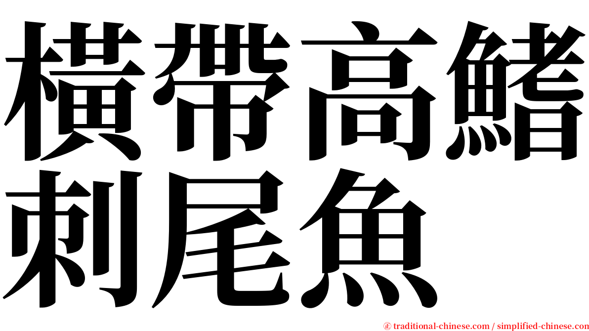 橫帶高鰭刺尾魚 serif font