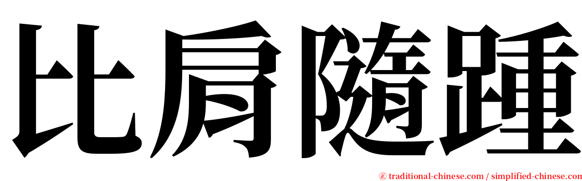 比肩隨踵 serif font